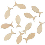 Uniquer 100 PCS Unfinished Wooden Fish Cutout Slices,Blank Wooden Solid Fish Slices for DIY Painting Crafts,Ocean Theme Party Uniquer