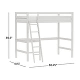 Hillsdale Caspian White Twin Loft Bed with Built-In Desk for Kids Hillsdale
