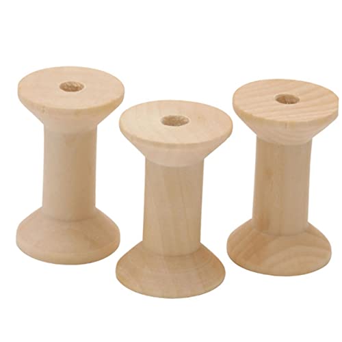COHEALI 300 Pcs Wooden Thread Spools Crafts Sewing Wooden Spool Empty Thread Spools Yarn Bobbins Wood Spools Weaving Bobbins Embroidery Kit COHEALI