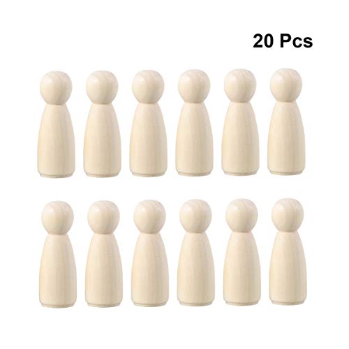 Kisangel 20pcs DIY Peg Doll Angel Wood Bodies Unfinished Wooden Peg People for Crafting People Shapes for Arts and Crafts 65mm - WoodArtSupply