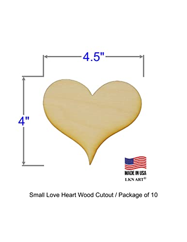 Unfinished Love Heart Wood Cut Out Available in a Variety of Sizes and Thicknesses (1/8” Thickness, Small 4.5" x 4" (Package of 10)) - WoodArtSupply