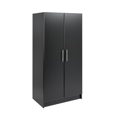 Prepac Elite 32" Storage Cabinet Closet, Black Storage Cabinet, Linen Cabinet, Wardrobe Cabinet with Hanging Rail and Shelves 20" D x 32" W x 35" H,