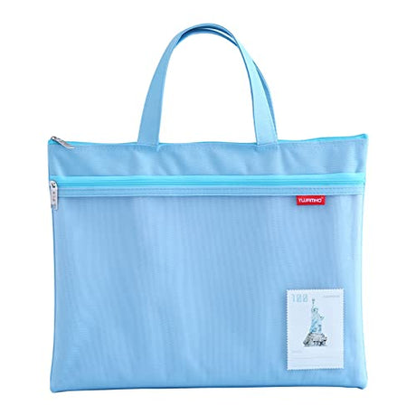 Pendancy Mesh Zipper Pouch 11x13.7 in, Large Double Pocket Waterproof File Bag with Handle, A4 Size Foldable Document Storage for Puzzle pendancy