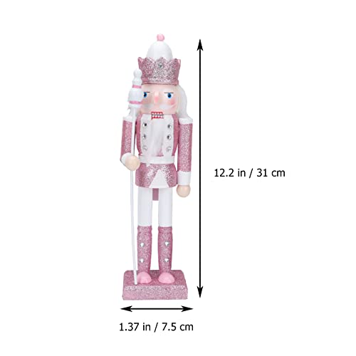 SEWACC Christmas Nutcracker Wooden Nutcracker Ornaments Christmas Decoration Unfinished Nutcracker Figurines Puppet (Pink) SEWACC