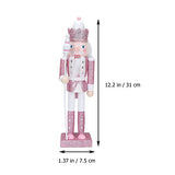 SEWACC Christmas Nutcracker Wooden Nutcracker Ornaments Christmas Decoration Unfinished Nutcracker Figurines Puppet (Pink) SEWACC