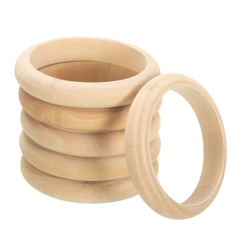 uxcell Wooden Bangle Bracelet, 6Pcs 81mm - Log Retro Macrame Rings, Unfinished Smooth Wood Circle, Wooden Rings for Crafts, Jewelry, DIY Making, Home - WoodArtSupply