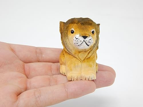 Selsela Lion Wood Ornament Hanging Animal Figurine Handmade Carved Decoration Selsela