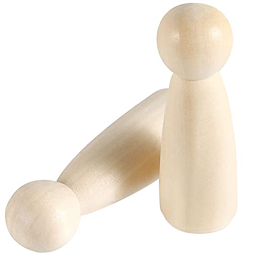 HOIGON 30 PCS 3.5 Inch Wooden Peg Dolls, 90mm Unfinished Angel Girl Wooden Peg Doll People, Wooden Figures Peg Doll Body for Crafts, Wedding, Cake HOIGON