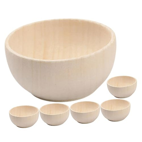 Wooden Sorting Bowls 5 Pcs Wooden Bowl Mini for Wood Decor Doll Accessories Color Sorting Bowls Unpainted Wood Figures DIY Crafts Wooden Bowls Wood COHEALI