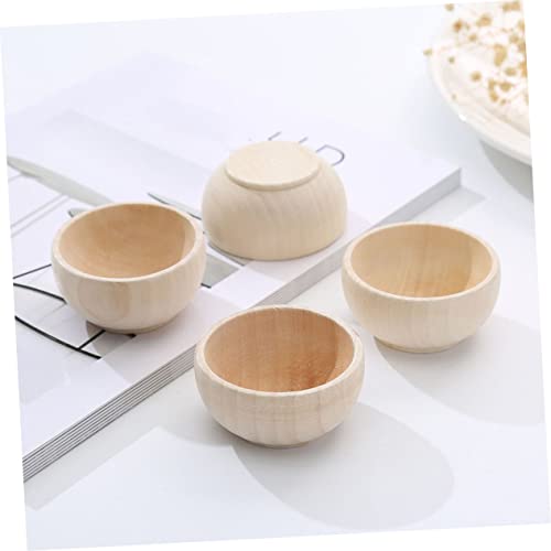 VILLFUL 5 Pcs Wooden Bowl Wooden Decor Mini Candle Decor Unpainted Wood Bowls Acorns Counting Sorting Kit Tiny Bowls Wooden Bowls for Drawing Wood