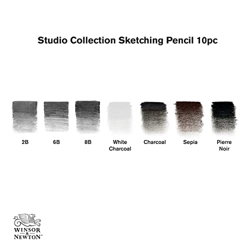 Winsor & Newton 6 Pack Studio Collection™ 10 Piece Sketching Pencil Tin Set - WoodArtSupply