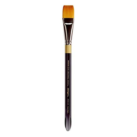 KINGART Premium Original Gold 9550A-3/4 WASH/Glaze Series Artist Brush, Golden Taklon Synthetic Hair, Short Acrylic Handle, for Acrylic, Watercolor, KINGART