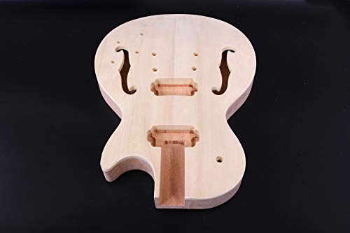 Unfinished Guitar Body Mahogany Maple Wood For Semi-Hollow Electric Guitar Body Replacement Set in Heel - WoodArtSupply