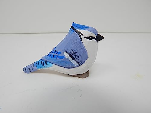 Selsela Blue Jay Keychain Ring Hook Clip Crested Jaybird Bird Charm Miniature Wood Mini Figurine Small Animal Selsela