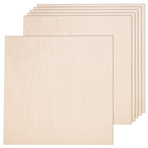 6 Pack Basswood Sheets for Crafts-12 x 12 x 1/8 Inch- 3mm Thick Plywood Sheets with Smooth Surfaces-Unfinished Squares Wood Boards for Laser Cutting, AWIZOM