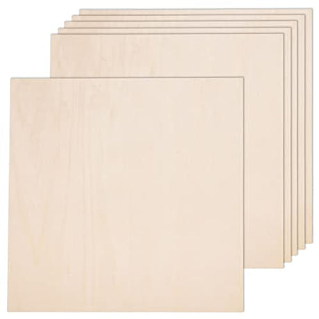 6 Pack Basswood Sheets for Crafts-12 x 12 x 1/8 Inch- 3mm Thick Plywood Sheets with Smooth Surfaces-Unfinished Squares Wood Boards for Laser Cutting, AWIZOM