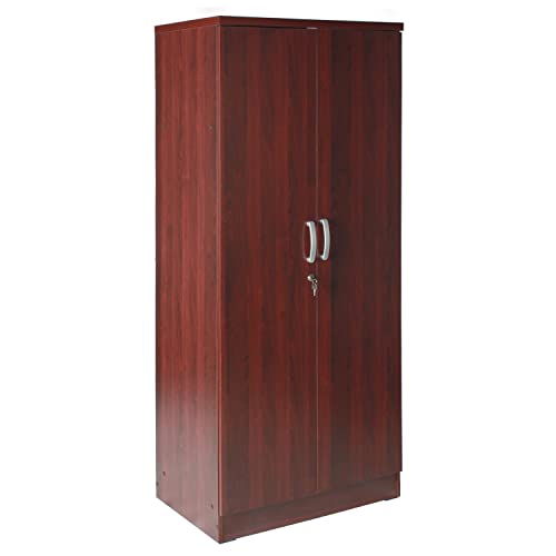 Better Home Products Harmony Wood Two Door Armoire Wardrobe Cabinet in Mahogany