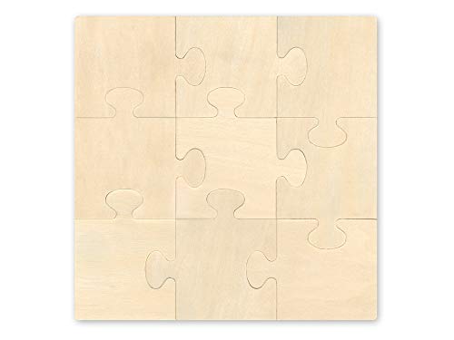 Customizable Make Your Own Wood Puzzle Cutout Set - 9 Pieces - Makes a 7.9 x 7.9 Inch Puzzle - WoodArtSupply