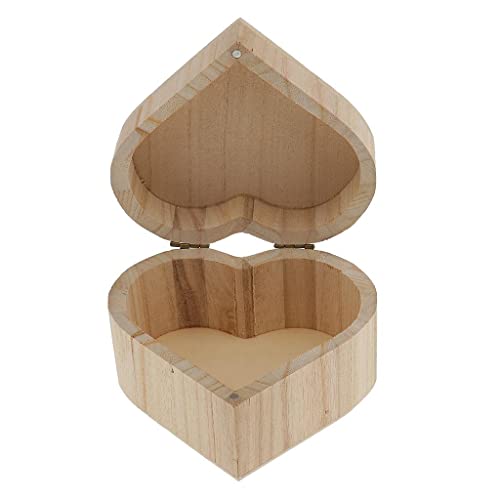 barenx Heart Shape Unfinished Wooden Jewelry Gifts Box Wood for Kids DIY Craft Toys - WoodArtSupply