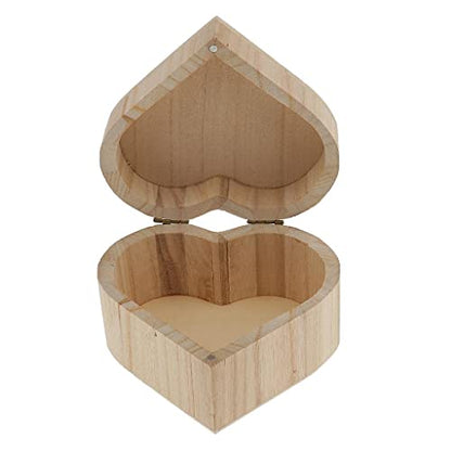 barenx Heart Shape Unfinished Wooden Jewelry Gifts Box Wood for Kids DIY Craft Toys - WoodArtSupply