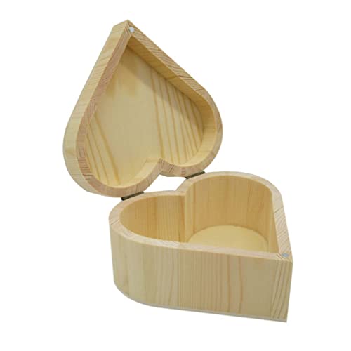 1 Pack Wooden Heart Shaped Gift Boxes Jewelry Trinkets Beads Hair Accessories Paper Clips Storage Container