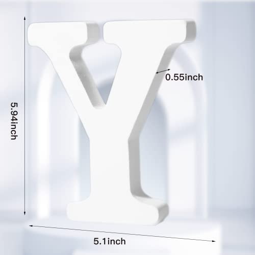 AOCEAN 6 Inch White Wood Letters Unfinished Wood Letters for Wall Decor Decorative Standing Letters Slices Sign Board Decoration for Craft Home Party AOCEAN