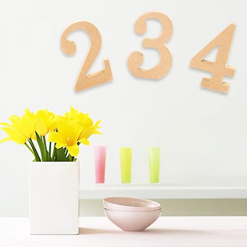 AOCEAN 6 Inch Designable Wood Numbers Unfinished Wood Numbers for Wall Decor Decorative Standing Numbers Slices Sign Board Decoration for Craft Home AOCEAN