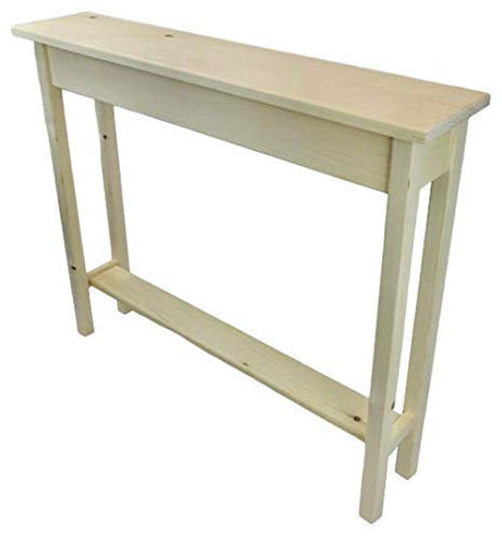 36" Narrow Console Sofa Table - Unfinished Foyer Pine Table With Bottom Storage Shelf Generic