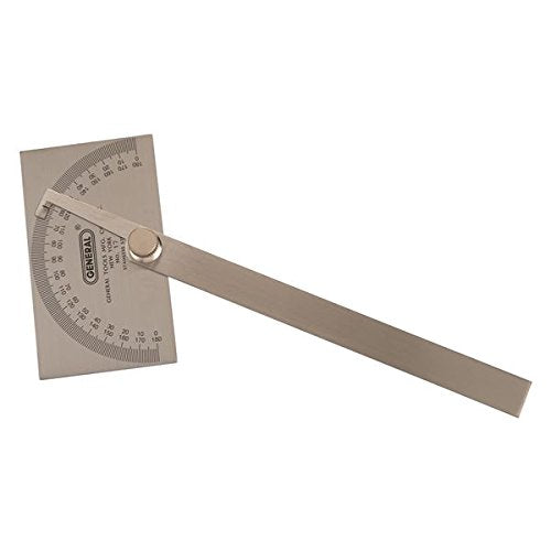 General Tools Angle Protractor #17 Stainless Steel Square Head - Measuring Tool for Carpenters & Woodworking Hobbyists - WoodArtSupply