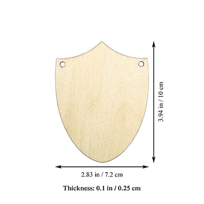 Shield Wood Cutout DIY Crafts Wooden Shield Shaped Hanging Ornaments Unfinished Wood Sign Whit Twines for Wedding Birthday Christmas Party Decoration - WoodArtSupply