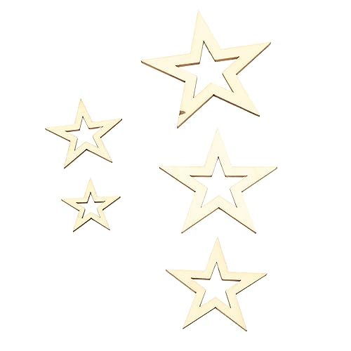 205PCS Wooden Crafts to Paint, Assorted Size Christmas Tree Hanging Ornaments Mini Wooden Stars Slices Unfinished Wood DIY Crafts HERCHR