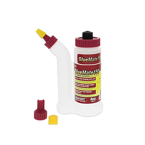 Milescraft 5222 Glue Mate 150-5oz. (150ml) Precision Wood Glue Bottle - Anti-Drip - Dowel and Biscuit Tips Included - Easy Flow Multi-Chamber Design - WoodArtSupply