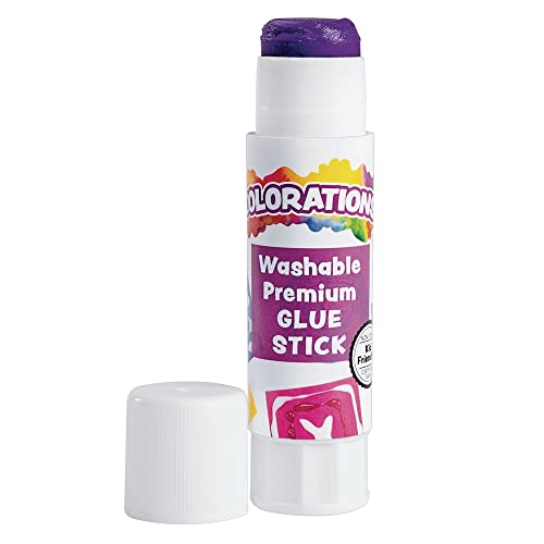 Colorations Washable Premium Glue Sticks for Home and Classroom, Applies Purple, Dries Clear - Set of 30,PREPURP - WoodArtSupply