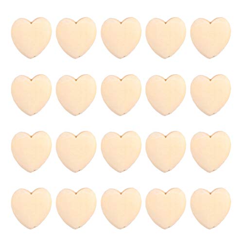 EXCEART 20Pcs Log Color Peach Heart Wooden Shapes to Paint Wooden Loose Beads Heart Wooden Embellishments Wooden Hearts for Wood Heart Cutouts Wood - WoodArtSupply