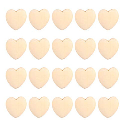 EXCEART 20Pcs Log Color Peach Heart Wooden Shapes to Paint Wooden Loose Beads Heart Wooden Embellishments Wooden Hearts for Wood Heart Cutouts Wood - WoodArtSupply