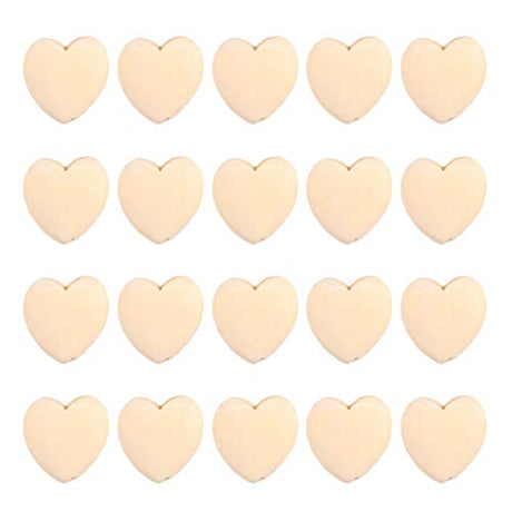 EXCEART 20Pcs Log Color Peach Heart Wooden Shapes to Paint Wooden Loose Beads Heart Wooden Embellishments Wooden Hearts for Wood Heart Cutouts Wood EXCEART