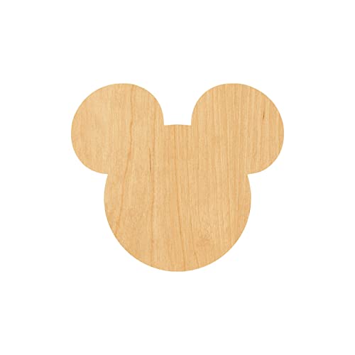 Unfinished Baltic Birch Wood for Crafts - Mickey Mouse Ears Laser Cut Out Wood Shape Craft Supply - Various Size from 2 - 20 Inch, 1/8 Inch - WoodArtSupply