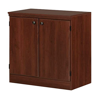 South Shore Morgan Small 2-Door Storage Cabinet, 19.38"D x 32.88"W x 32.38"H, Royal Cherry - WoodArtSupply