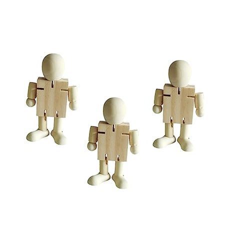 EXCEART 3pcs White Embryo Robot Peg People Kit Unfinished Robot Unfinished Peg Dolls Peg People Toys Blank Peg People Craft Blank Wood Doll Figures EXCEART