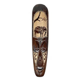 Artisan-Carved Set of 5 Hand-Crafted Wooden African Animal Wall Masks: Unique Tribal Art Sculptures - Each 20 Inches High - Perfect for Cultural Zeckos