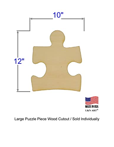 Unfinished Puzzle Piece Wood Cut Out Available in a Variety of Sizes and Thicknesses (1/8” Thickness, Large 10" x 12" (Sold Individually)) - WoodArtSupply