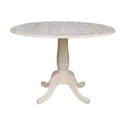 IC International Concepts International Concepts 42" Round Dual Drop Leaf Pedestal Table-29.5" H, Unfinished Dining Table, Ready to Finish