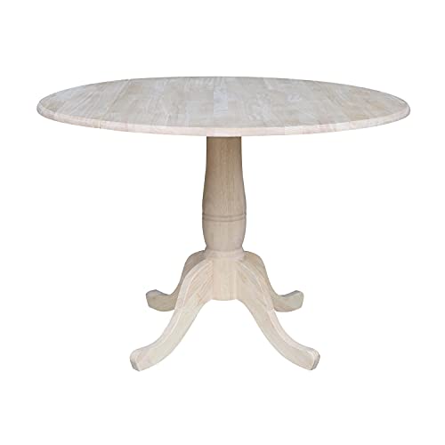 IC International Concepts International Concepts 42" Round Dual Drop Leaf Pedestal Table-29.5" H, Unfinished Dining Table, Ready to Finish - WoodArtSupply