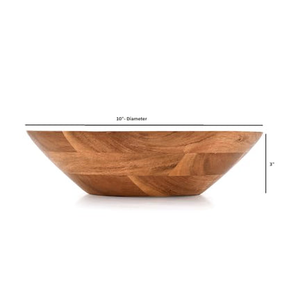 Samhita Acacia Wood Serving Bowl, Fruit Bowl, Friendly and Perfect for Salad, Vegetables and Fruit,Single Salad Bowl (10" x 10" x 3") - WoodArtSupply