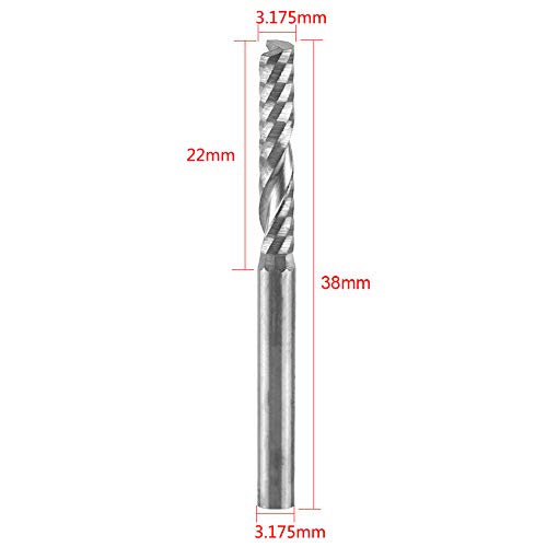 End Mill Bits 10 Pcs 1/8” Shank Single Flute End Mills Drill Bit Tool Tungsten Carbide CNC Router Milling Bits for Wood Aluminum Steel PCB PVC Yosoo Health Gear