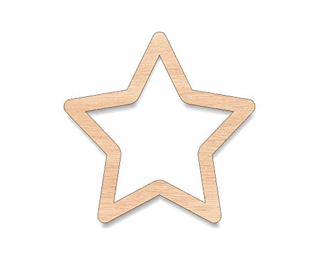 Unfinished Wood for Crafts - Star Outline Shape - Large & Small - Pick Size - Unfinished Wood Cutout Flag Freedom USA America Texas Night Sky - Generic