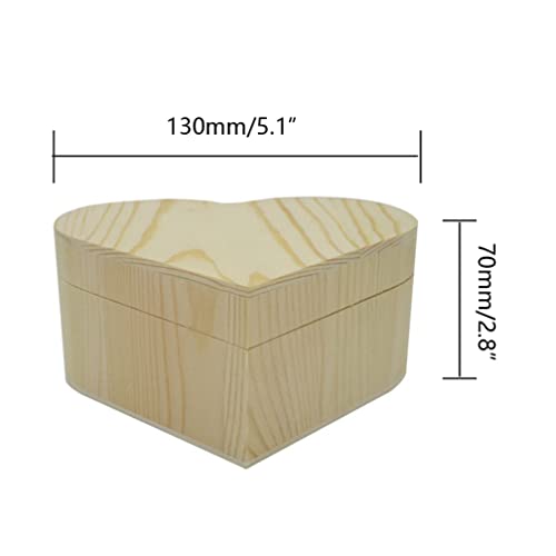 1 Pack Wooden Heart Shaped Gift Boxes Jewelry Trinkets Beads Hair Accessories Paper Clips Storage Container