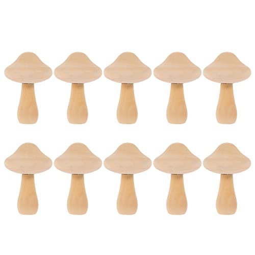 MAGICLULU 10pcs Unfinished Wooden Mushroom Unpainted Wood Mushrooms Set Various Sizes Wooden Mushroom for Arts Projects