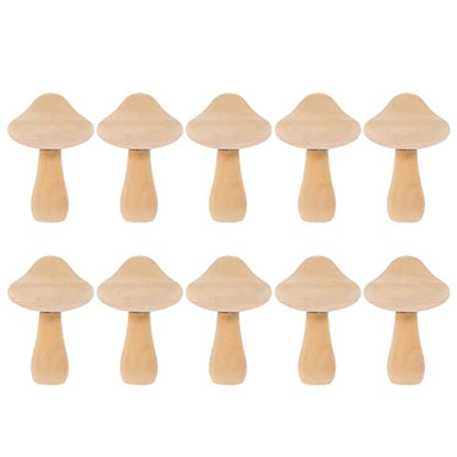 MAGICLULU 10pcs Unfinished Wooden Mushroom Unpainted Wood Mushrooms Set Various Sizes Wooden Mushroom for Arts Projects