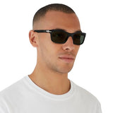 Persol PO3048S Rectangular Sunglasses, Black/Green, 55 mm Persol